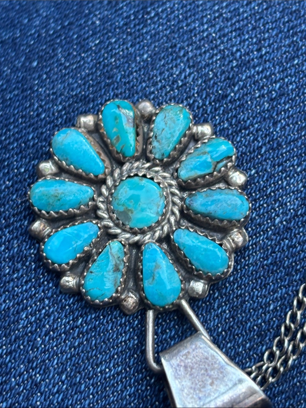Turquoise blossom Pendant Necklace - Sterling silver
